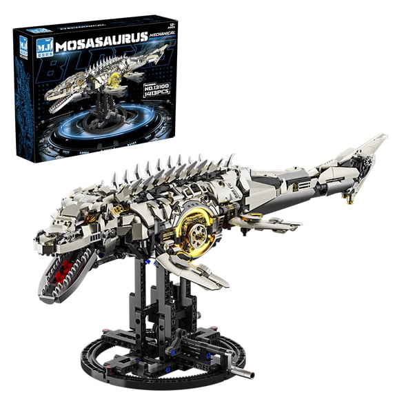Remocguys Mechanical Mosasaurus Building Set with Light Compatible with Lego Animal Dragon Model Decor for Adults Boys 1413 Pcs