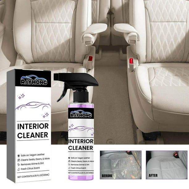 Limpiador de interiores Limpiador de asientos para cuero vegano blanco crema Ayuda con manchas de tintes azules Seguro para todas las superficies Limpiador de interiores para accesorios 120 ml una lim