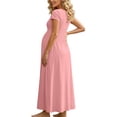 Hesxuno Women Maxi Maternity Dress Short Sleeve Empire Waist Dresses — free download