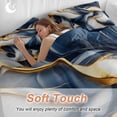 thumbnail image 5 of Navy Blue Marble Duvet Cover Set, Gold Modern Art Soft Duvet Cover Twin Size Bedding Set 4 Pieces, 1 Quiltcover and 2 Pillowcases with Zipper, 1 Bed Sheet for All Seasons, 5 of 9
