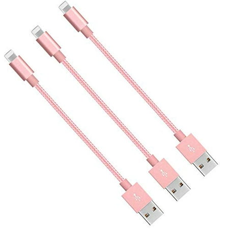 Short Nylon Braided USB Lightning Charging Cable/Data USB Compatible for iPhoneX Case /8/8 Plus/7/7 Plus/6/6s Plus,iPad Mini- 8-inch (3-Pack,