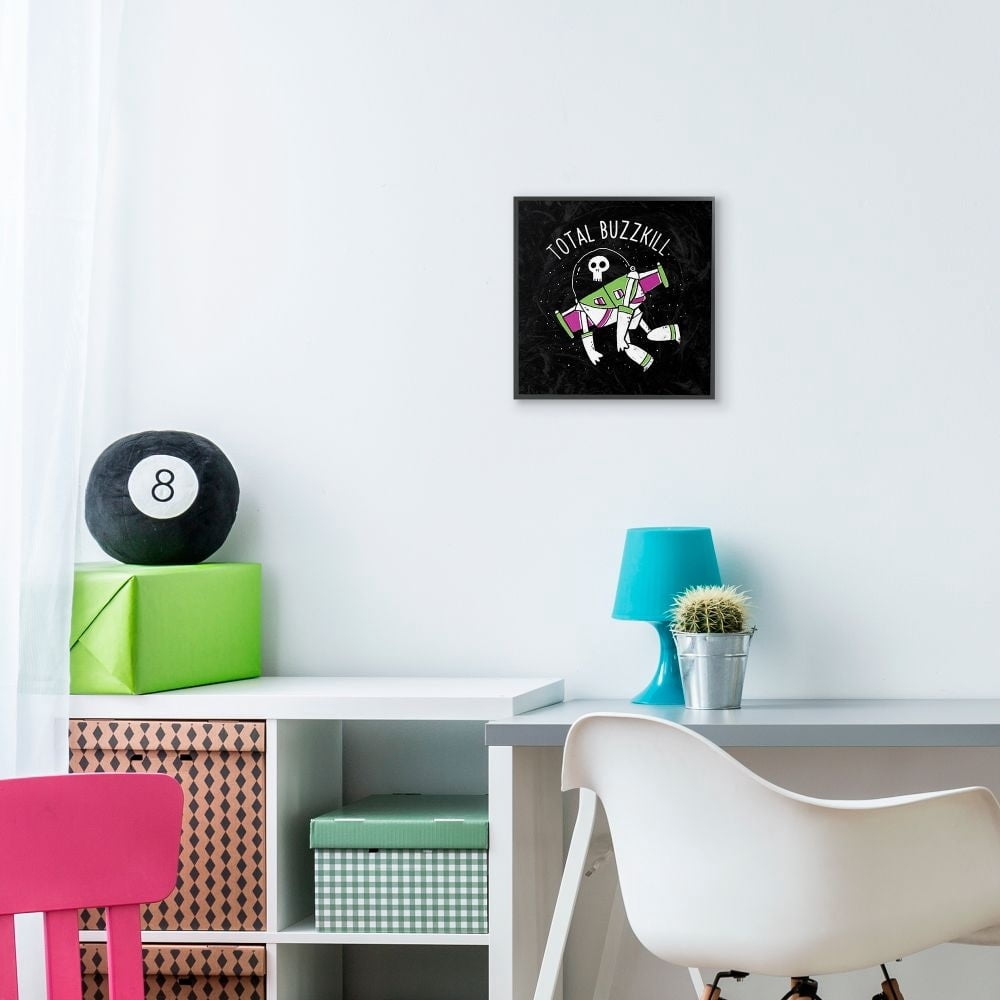 Stupell Industries Total Buzzkill Animation Parody Toy Pun Framed Wall Art Design by Michael Buxton, 12" x 12", Black Framed