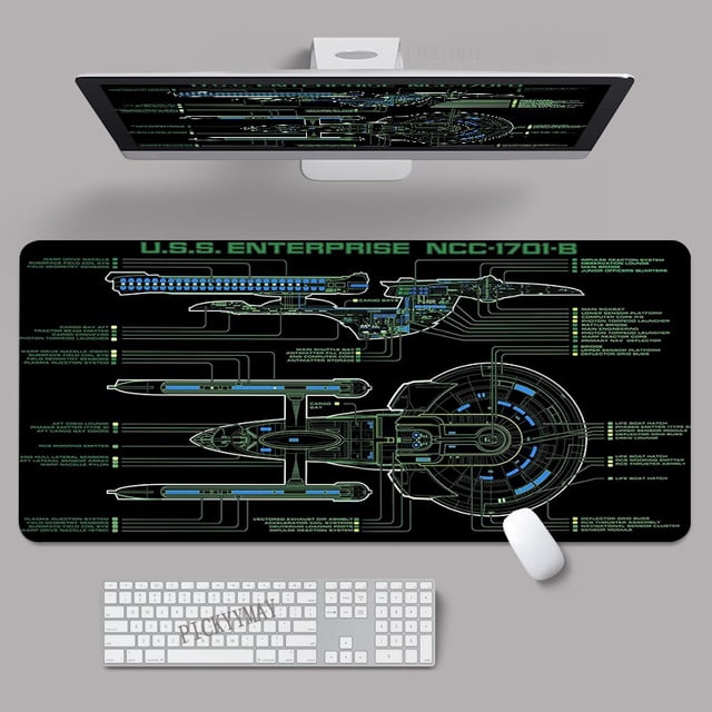 Alfombrilla de ratón de diseño de nave espacial para oficina, alfombra de escritorio de goma Natural, alfombrillas de escritorio para PC, alfombrillas de ratón grandes de 100x50cm qiuyongming unisex
