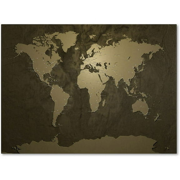 Trademark Art 'Gold World Map' Canvas Art by Michael Tompsett