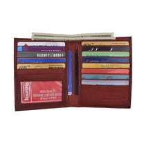 Mens Genuine Leather Bifold Wallet Slim Hipster Cowhide Credit Card and ID 2502 CF