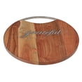 thumbnail image 1 of IH Casa Decor Acacia Wood Round Board With Grateful Inlay, 1 of 5