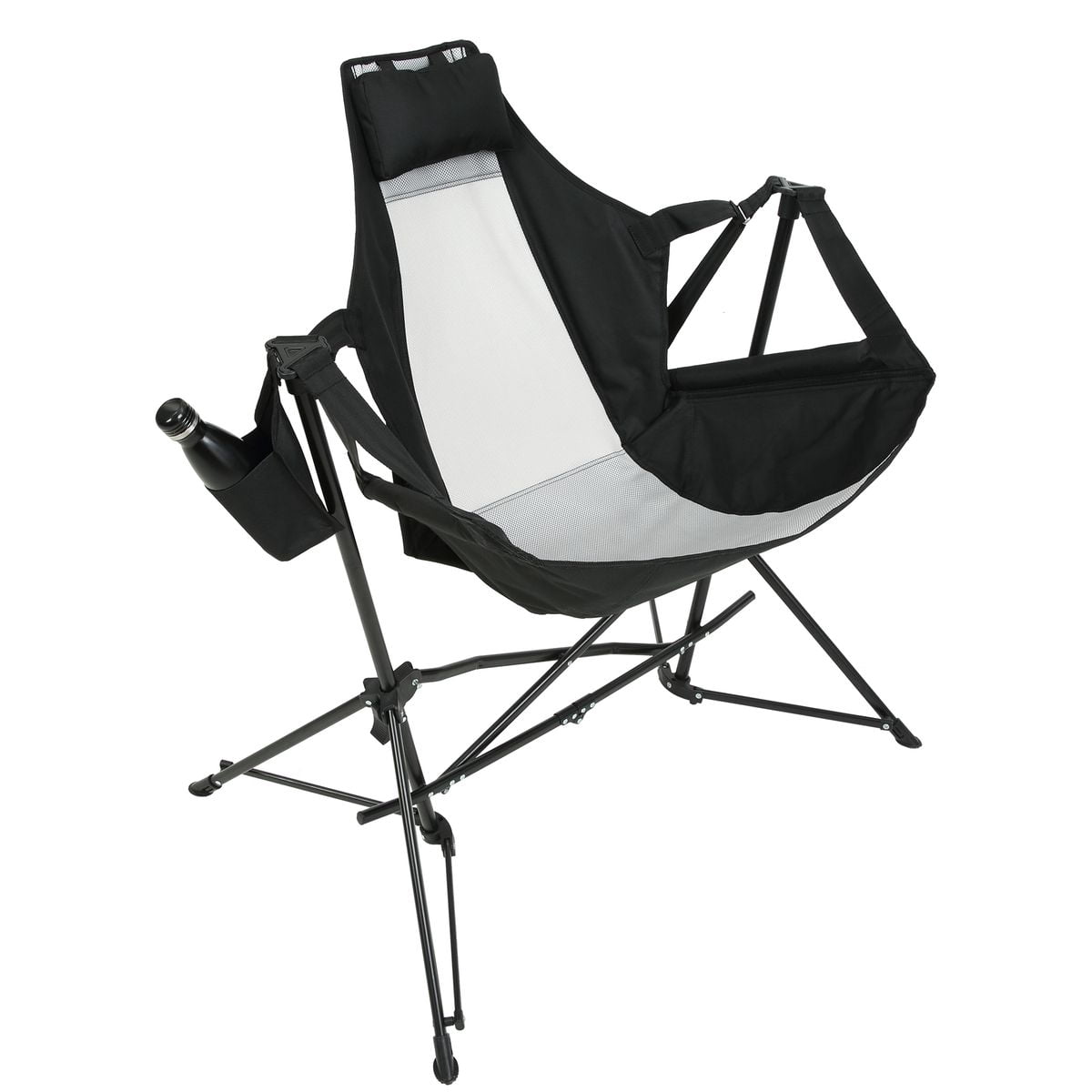 Sailvan Camping Rocking Chair 2-Pack, Folding Hammock Chair with Adjustable Back & Cup Holder for Outdoor Backyard, Black
