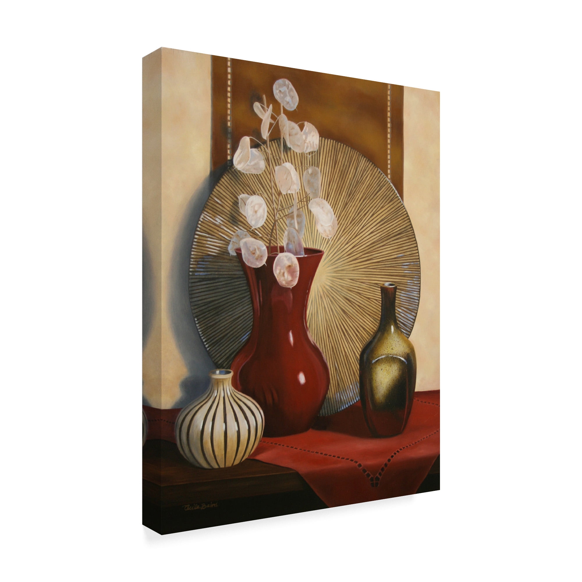 Trademark Fine Art 'Still Life with Red Vase' Canvas Art by Cecile Baird