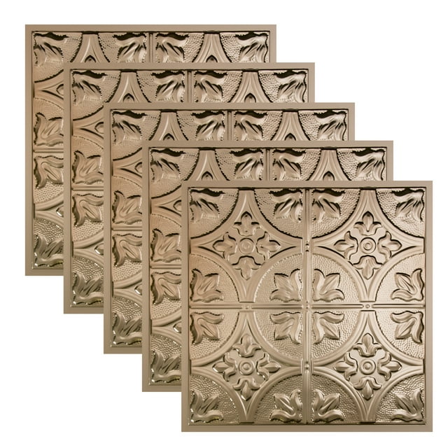 Great Lakes Tin Jamestown Champagne 2ft x 2ft Lay In Ceiling Tiles (5 Pack)