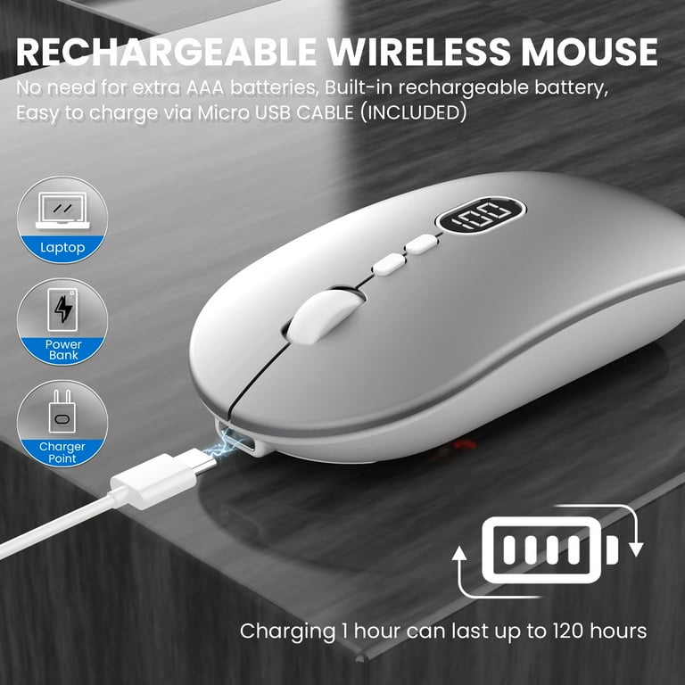 Wireless Office Mouse with Battery Level Visible, Ultra Slim