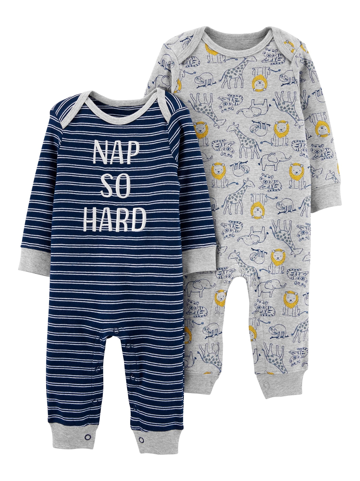 Carter's Child of Mine Baby Boy Long Sleeve Footless Coveralls, 2Pack