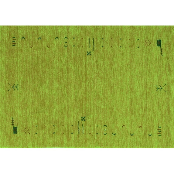 Ahgly Company Indoor Rectangle Abstract Green Contemporary Area Rugs, 2' x 3'