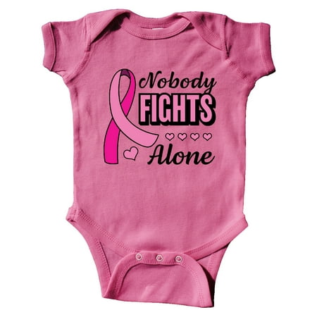 

Inktastic Breast Cancer Awareness Nobody Fights Alone Pink Ribbon Gift Baby Boy or Baby Girl Bodysuit
