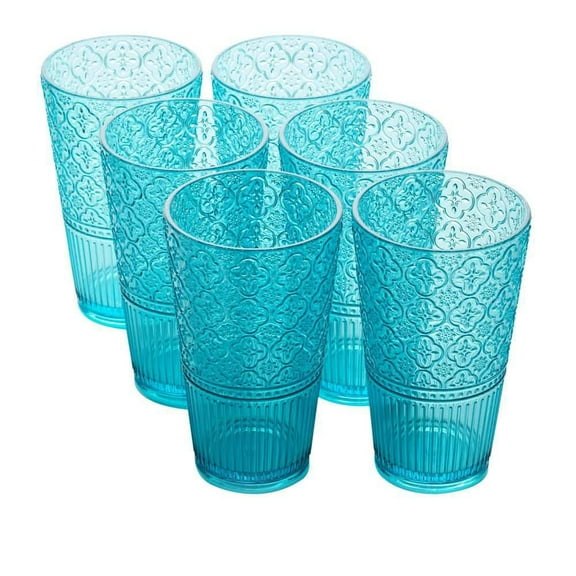 Victoria 22 oz. Aqua Acrylic Ice Tea Glass (Set of 6)