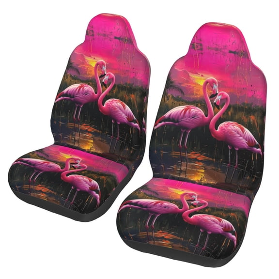 KAKALAD Pink Flamingo 02 Car Accessories Seat Covers Set Vehicle Seat Covers Universal Front Seats Protector 2 Pcs