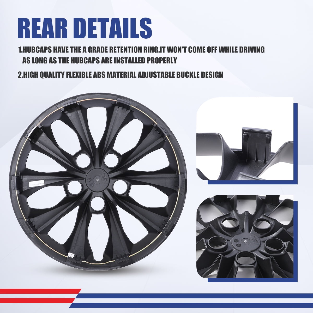 16" Set of 4 Hubcaps Wheel Rims Cover Fit 2015-2017 Toyota Camry /2015-2017 Toyota Camry Hybrid Compatible with Steel Wheels Snap on Installation(16-inch,Black Matte)