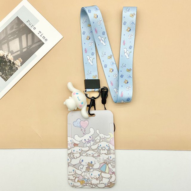 Sanrio Kuromi-tarjetero Anime Hellokitty My Melody, tarjeta de comida para estudiantes, tarjeta de Metro, portatarjetas de transporte público, cordón múltiple