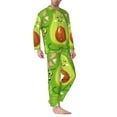 thumbnail image 2 of Honeii Avocado Keep Calm Pattern Mens Pajamas Set,2pcs Men's Lounge Long Sleeve Sleep Shirt and Pajama Bottoms Sleepwear Set,Mens Pjs Sets-Medium, 2 of 7