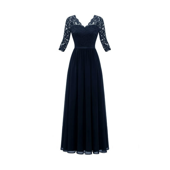 Women's elegant maxi long evening dress V-neck wedding bridesmaid dresses