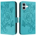 thumbnail image 2 of Wallet Case for iPhone 16, Wrist Strap & Shoulder Strap PU Leather Case, Pattern Kickstand Magnetic Clasp Folio Flip Cover for iPhone 16 Flip Case with Card Holder - Blue, 2 of 9