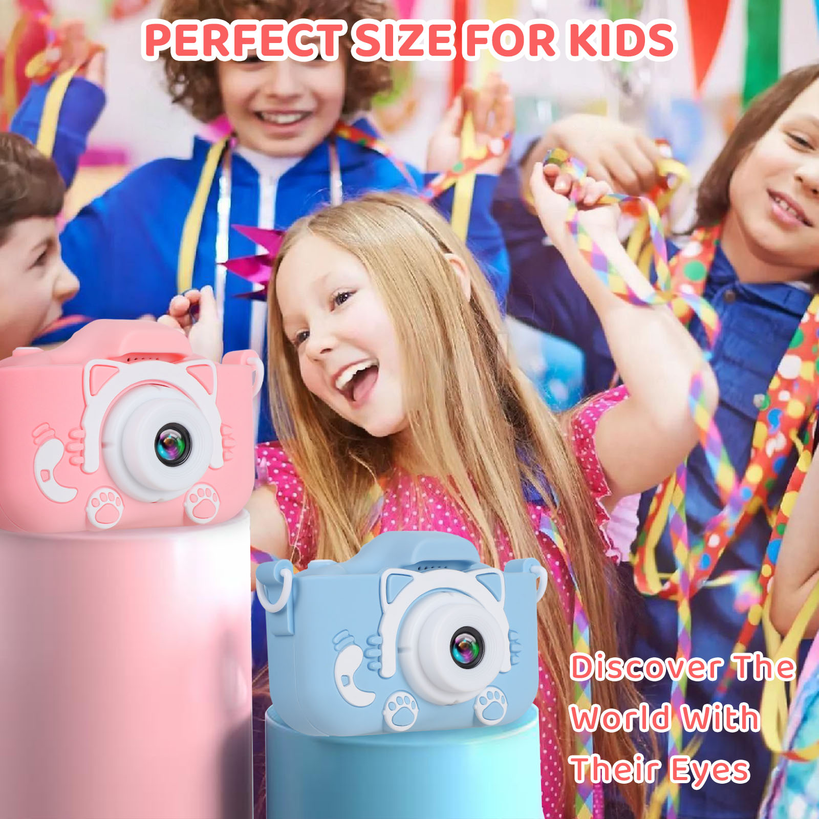 Wisairt Kids Digital Camera 1080P with 32GB SD Card, Pink photo 2