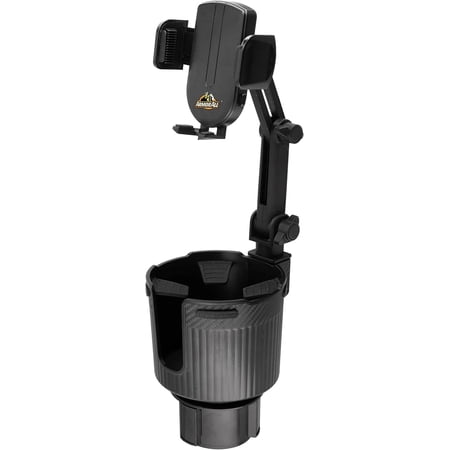 Armor All 2-in-1 Cup Holder Cell Phone Holder, Dual Cellphone Car Mount and Cupholder, XL Cupholder Holds Bottles, 6” in Arm 360° Degree Rotatable, Swivel Phone Mount Fits Most Phones.