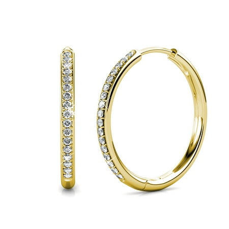 Cate & Chloe Bianca 18k Yellow Gold Women's Hoop Earrings | Women's Crystal Earrings | Gift for Her