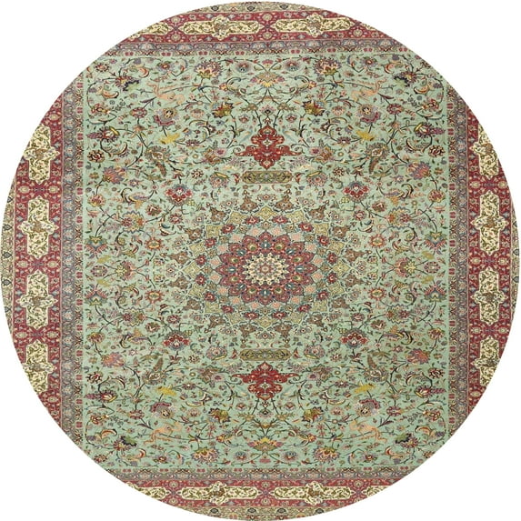 Ahgly Company Indoor Round Traditional Sienna Brown Medallion Area Rugs, 4' Round