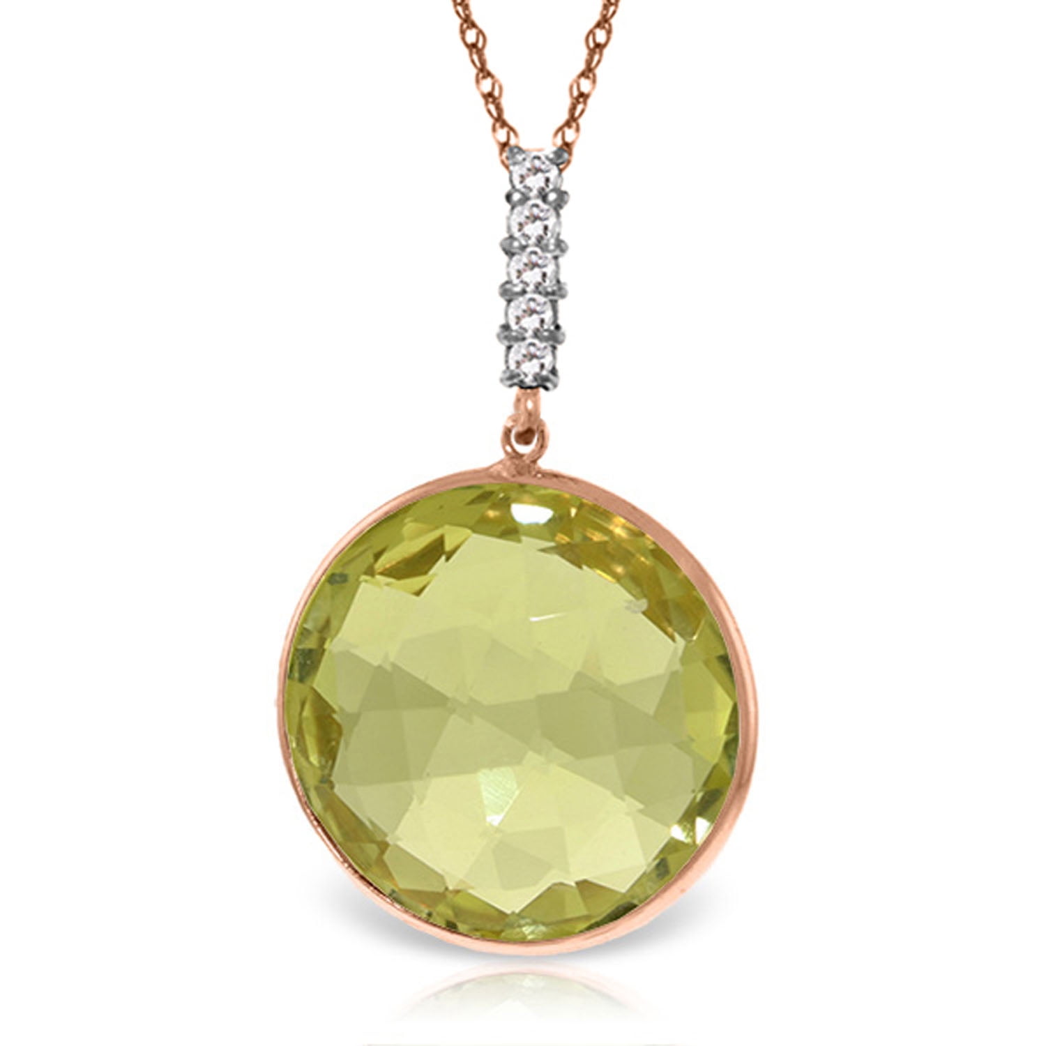 Galaxy Gold 14K Solid Gold Natural Diamond Checkerboard Pendant Necklace for Women - Rose Gold Fine Jewelry