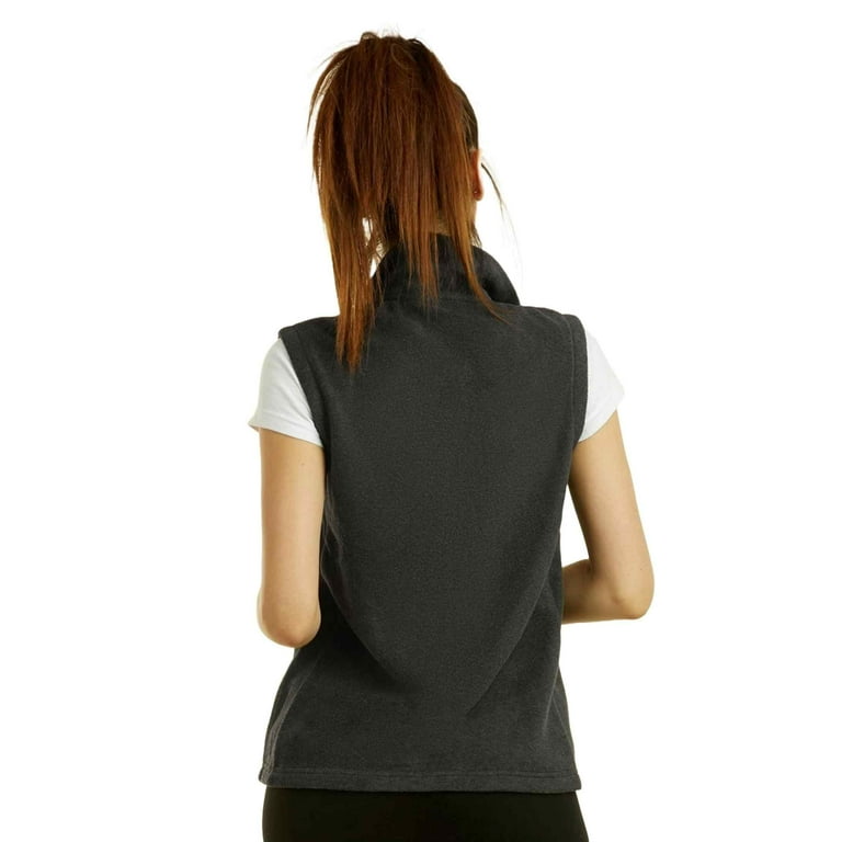 Women's Soft Adult Zippered Polar Fleece Vest, Charcoal Gray Women's Soft Adult Zippered Polar Fleece Vest, Charcoal Gray