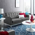 thumbnail image 5 of Modway Loft Tufted Button Faux Leather Upholstered Loveseat in Silver Gray, 5 of 5