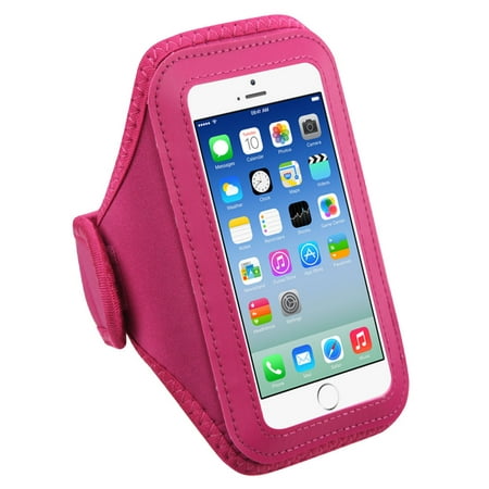 Insten Hot Pink Sports Running Jogging Gym Exercise Armband Workout Skin Case Phone Holder for Apple iPhone 6 Samsung Galaxy S7 S6 Edge S5 S4 S3 J3 Amp Grand Prime LG K7 ZTE Fanfare Maven (Best Pink Noise App For Iphone)