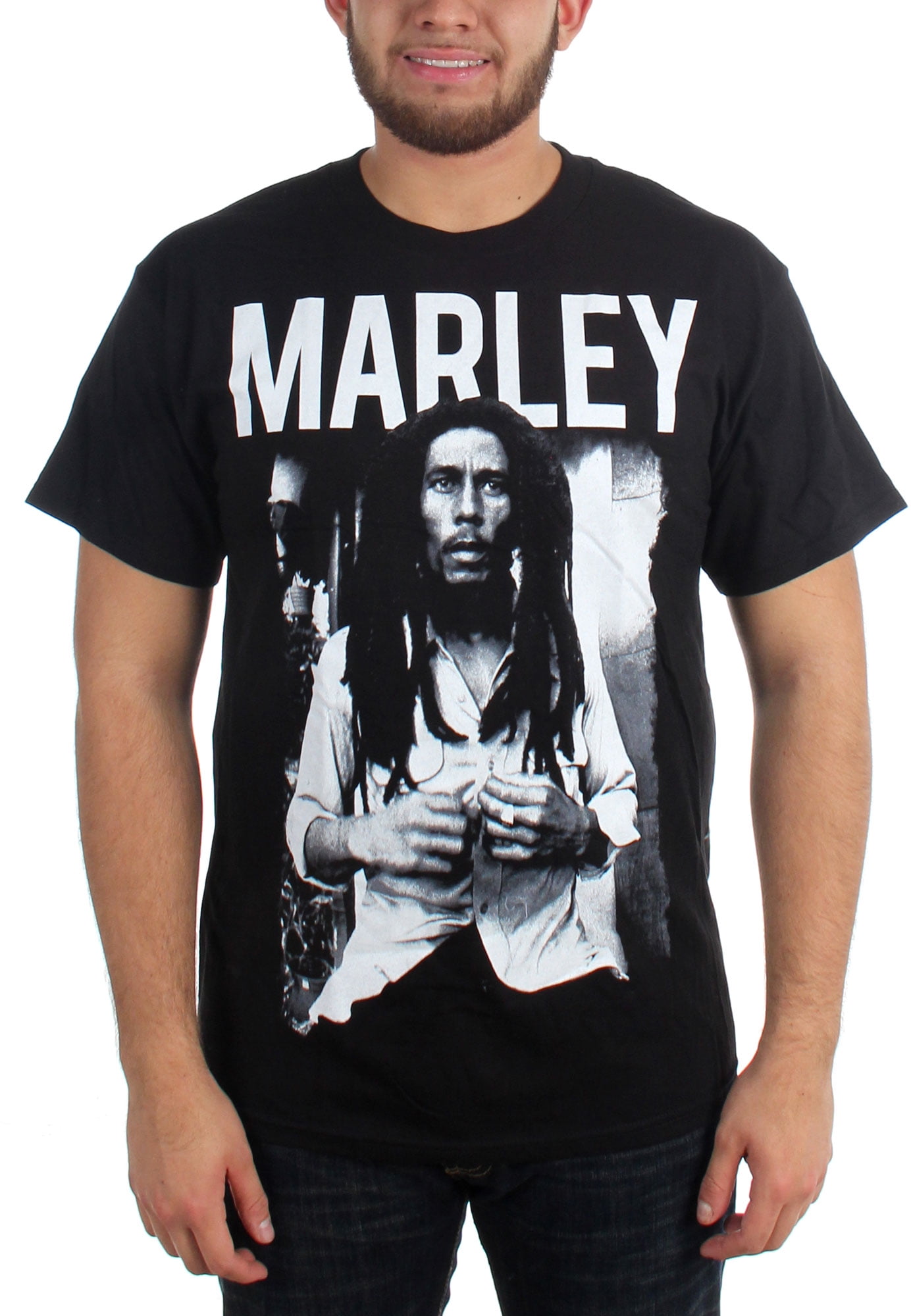 Bob Marley - Black & White Adult T-Shirt in Black - Walmart.com ...