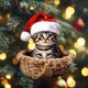 thumbnail image 5 of Colgante de coche de Navidad para gatos - Decoración colgante festiva para espejo retrovisor, mochila y hogar, adorno navideño rojo y verde, 5 of 8