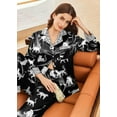 thumbnail image 2 of Ekouaer Silk Pajamas for Women Funny Graphic Pajama Set Satin Pj Sets Long Sleeve Lounge Set Button Down Sleepwear Cheetah Print Pajamas Small, 2 of 6