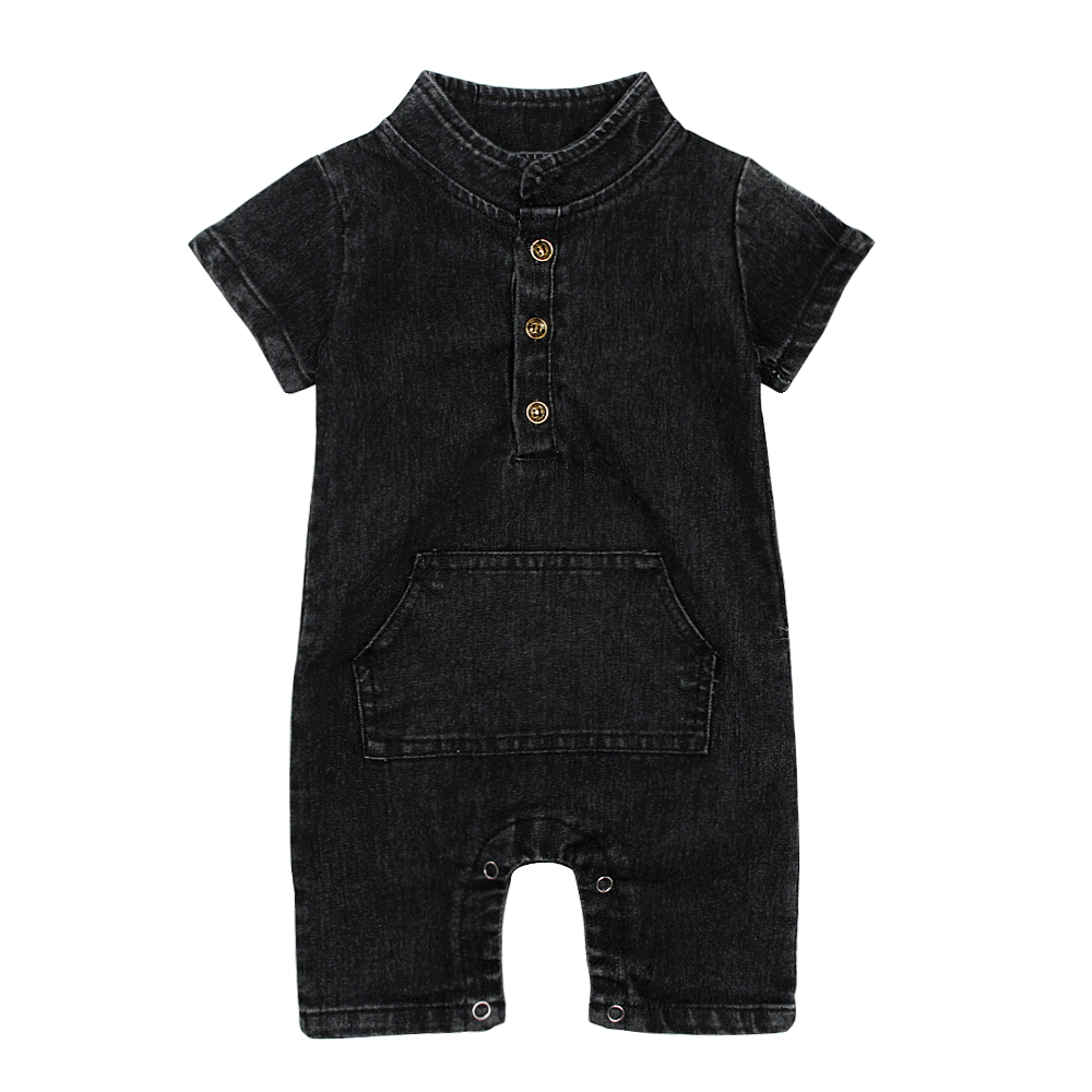 short sleeve denim romper