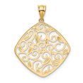 thumbnail image 3 of 14k Yellow Gold Diamond-Cut Filigree Swirl Pendant Charm, 3 of 4