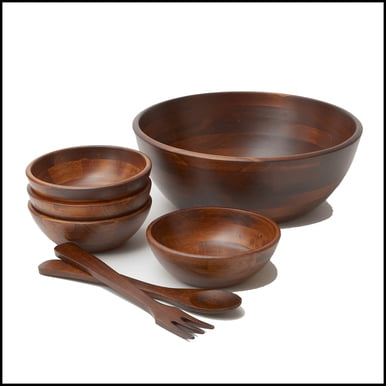 7 Piece Wood Salad Bowl Set By Woodard, How To Clean Wooden Salad Bowl