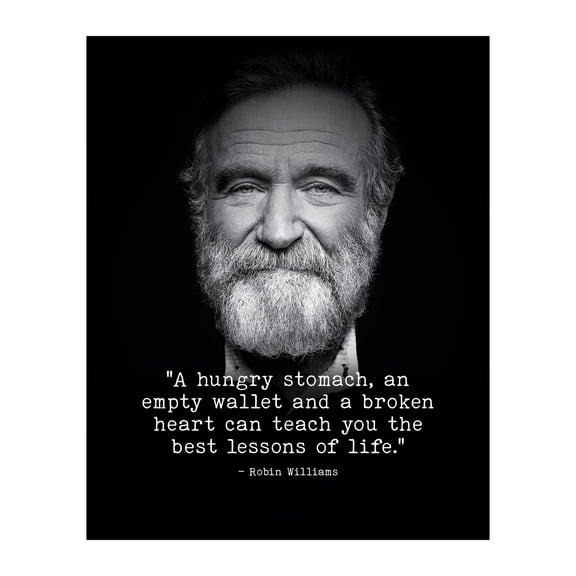 "Robin Williams 'Best Lessons In Life' Inspirational Quote Print poster, Motivational Wall Art for Home, Office, Bedroom, Cubicle