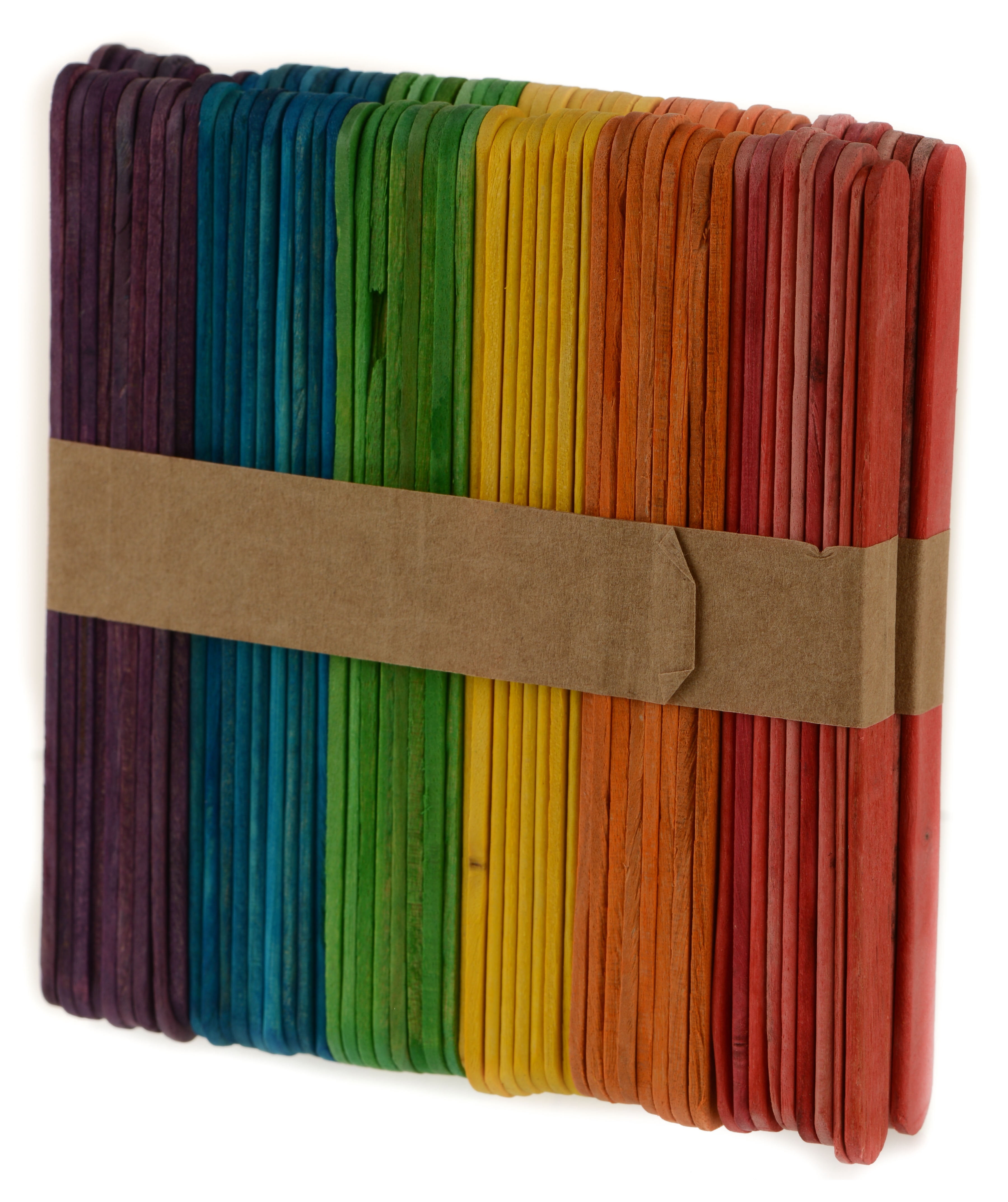 [100 Pack] Multi Colored Wooden Craft Sticks Great for Arts and