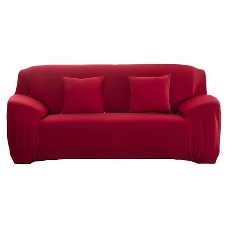 Elastic Couch Covers Solid Color Stylish Sofa Slipcover 1 4 Seat Soft Lightweight Slip Resistant Furniture Protector Cover 2seat 57 Wine Red