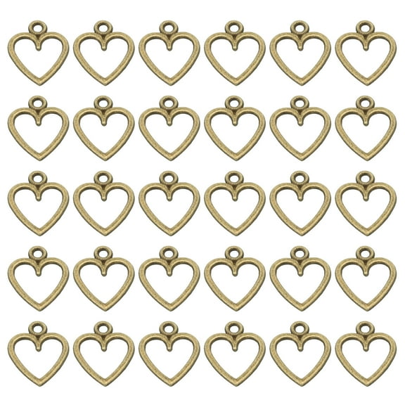 Heart Charm, 100Pcs Mini Heart Circle Pendant Charm Bulk Metal Designer for Jewelry Making Bracelets, Cyan