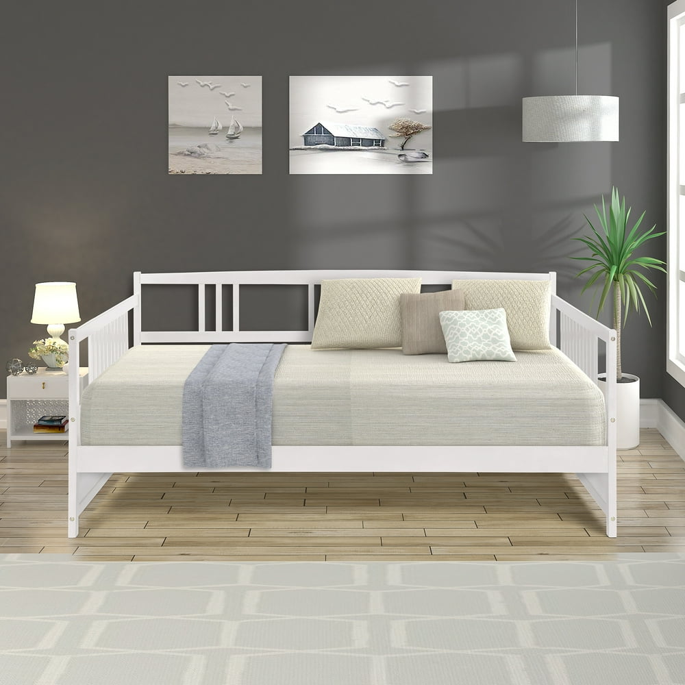 Full Size Daybed Frame, Heavy Duty Solid Wood Daybed Frame with Wooden