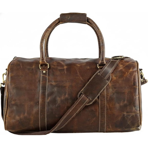 Tuzech Large Duffel Luggage leather Travel Bag Gym Bag Airplane Cabin Approved Carry On Overnight Leather Weekender For Men and Women (20 inches)