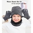 thumbnail image 2 of Sinhoon Kids Winter Beanie Hat Scarf Touchscreen Gloves Set for Boys GirlsWarm Skull Cap Fleece Lined Knitted Hat 4-15 Years, 2 of 6