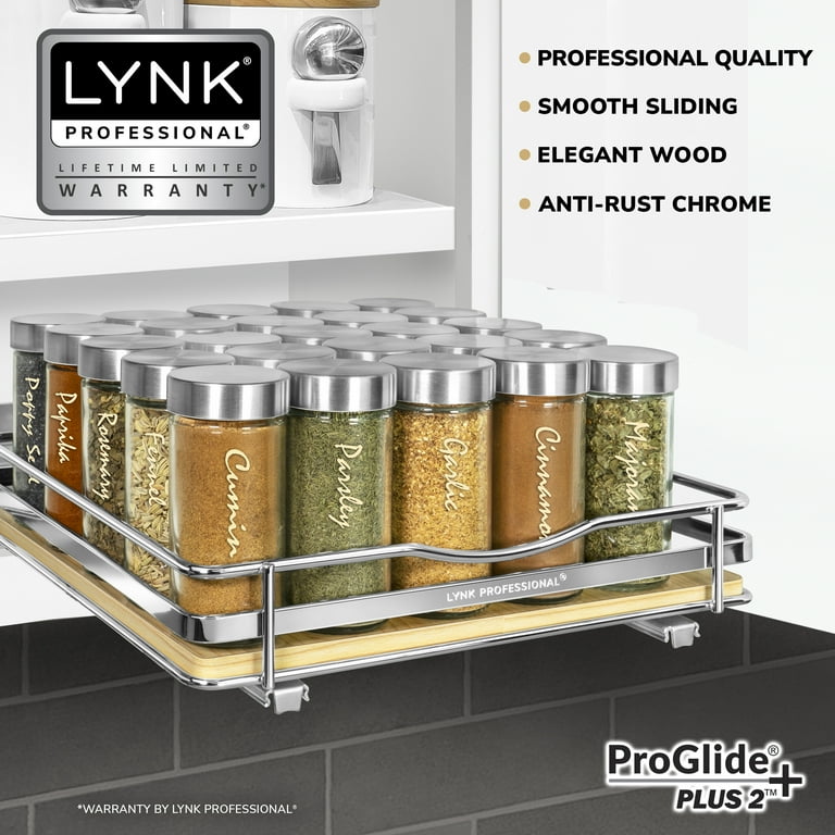 LYNK PROFESSIONAL Elite 10 1 4 Wide Pull Out Spice Rack Organizer for Cabinet Slide Out Shelf Chrome Walmart