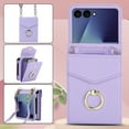 thumbnail image 2 of ELEHOLD Luxury Wallet Case For Motorola Razr 2024,with Organ Card Slots RFID Blocking Metal Ring Holder Crossbody Shoulder Strap Leather Purse Case for Women Girls,Purple, 2 of 8