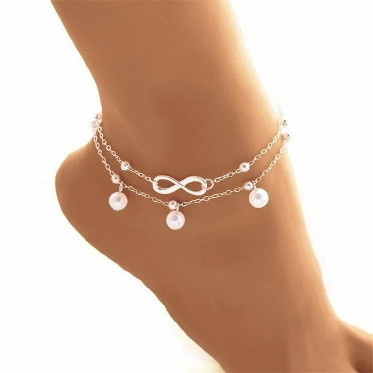 Bohemian Silver Heart Multi Chain Anklet Ankle Bracelet
