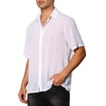 thumbnail image 4 of INSPIRE CHIC Sheer Shirt for Men's Short Sleeve See Through Tops Button Down Point Collar Clubwear Shirts, 4 of 5