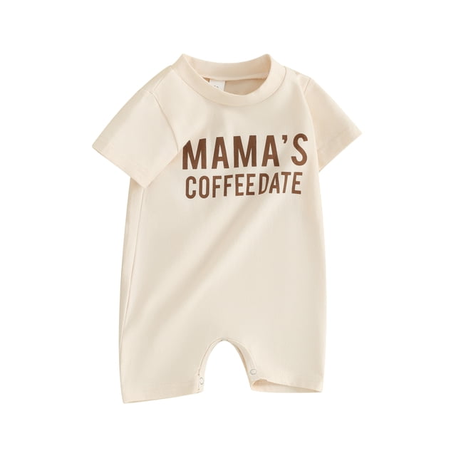 EYIIYE Combinaison d'Été pour Bébé, Manches Courtes, Imprimé Lettre, Col Rond, Ample, Décontractée, Quotidienne